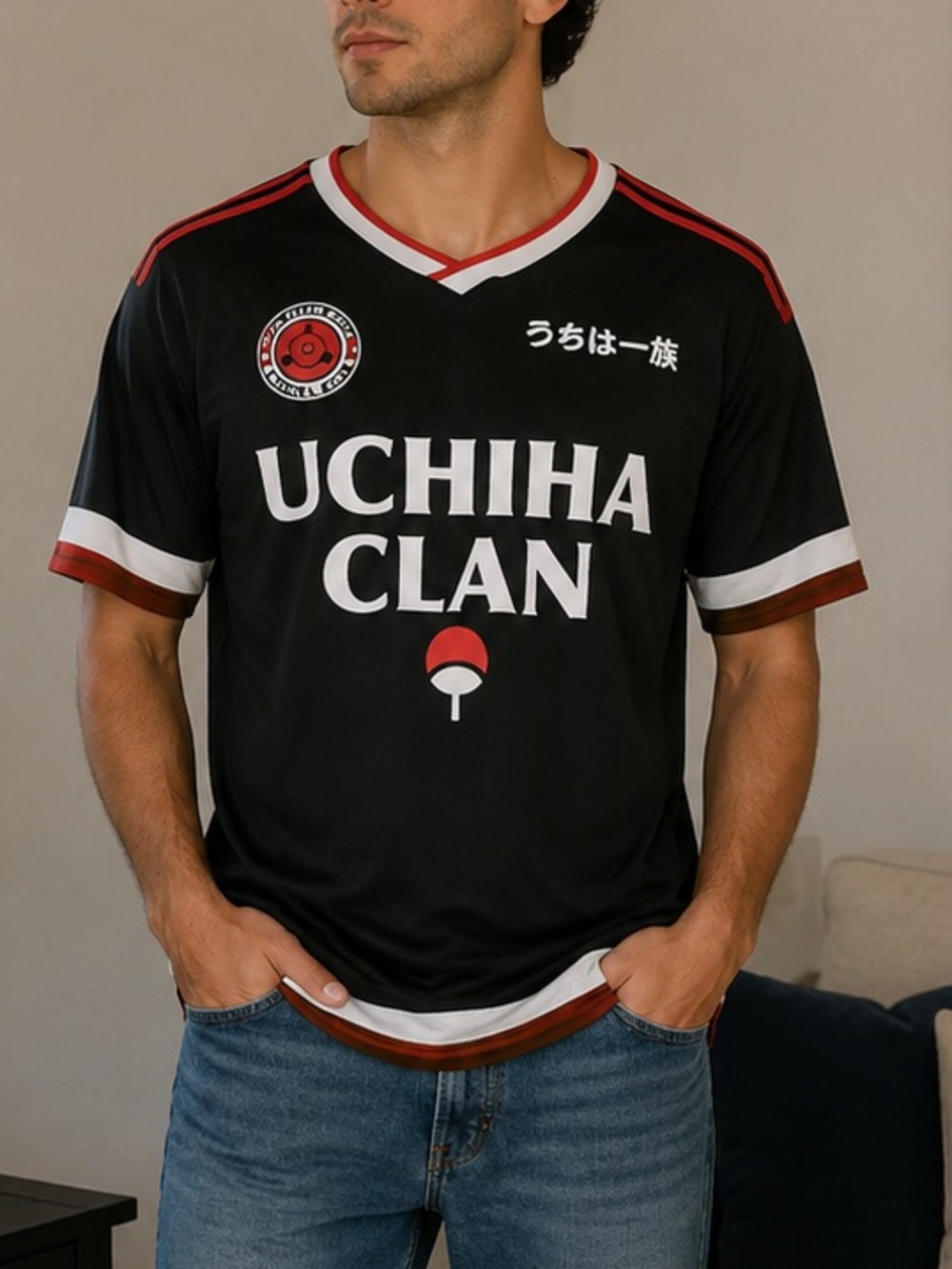 Boxlunch Exclusive Naruto Itachi Uchiha Clan Soccer Jersey Shirt Size medium